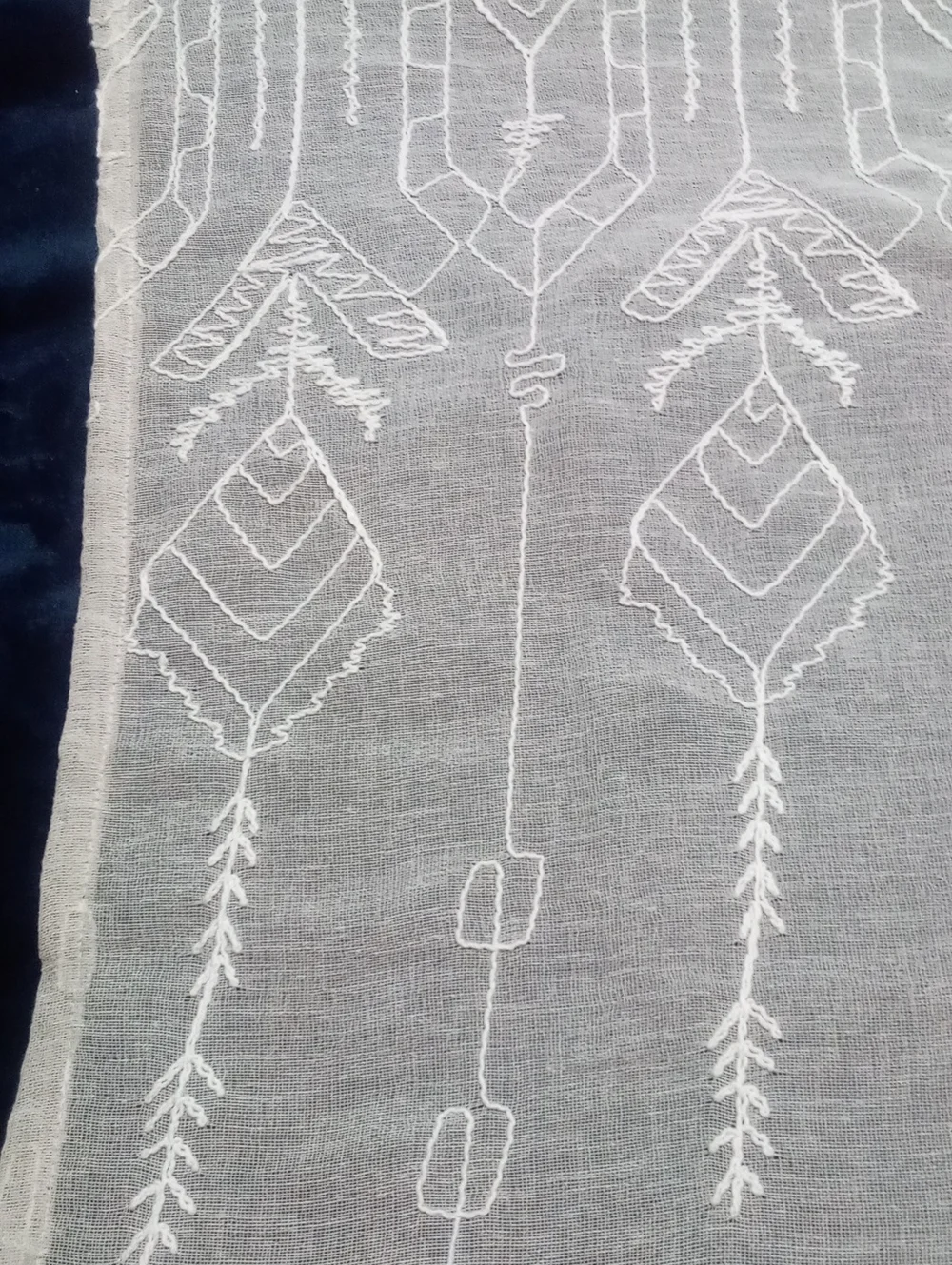 * Embroidered Taupe Sheer Curtain Panel Pair NWT $145.98 Egypt Sherrod